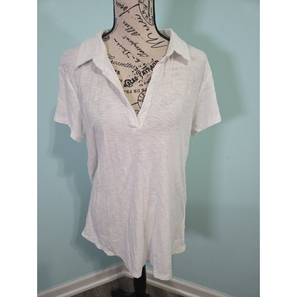 James Perse Women's Cotton Slub collared V-Neck T-shirt size 3 large